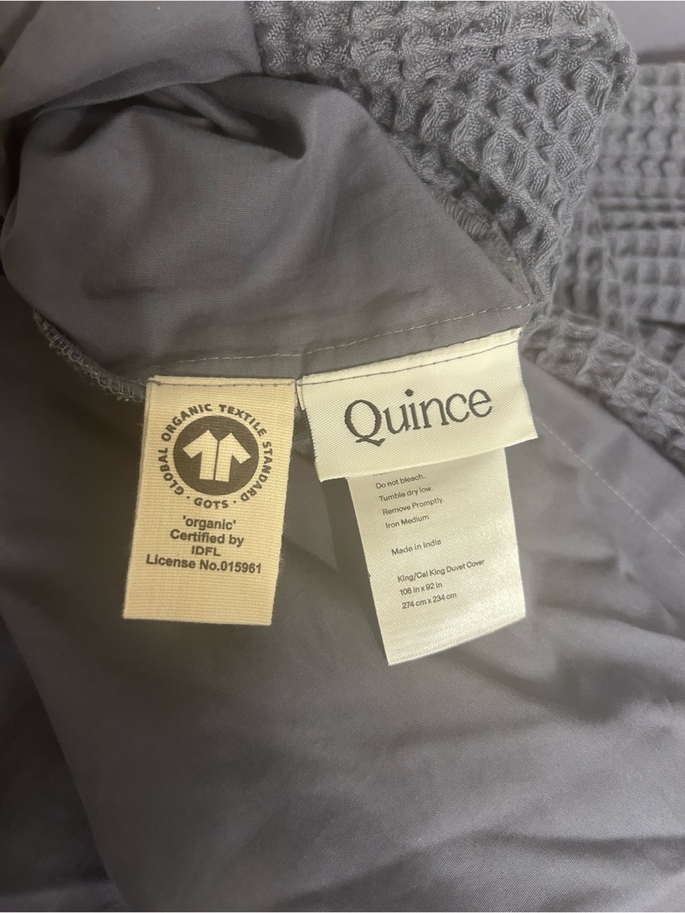 NWT Quince Organic Mineral Blue Waffle Duvet Cover Set with Shams! - Picture 7 of 13